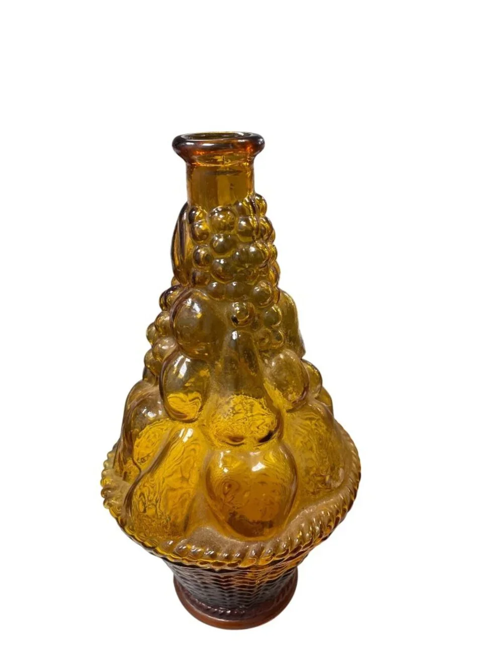 Vintage amber glass fruit basket yellow decantor Italy 11